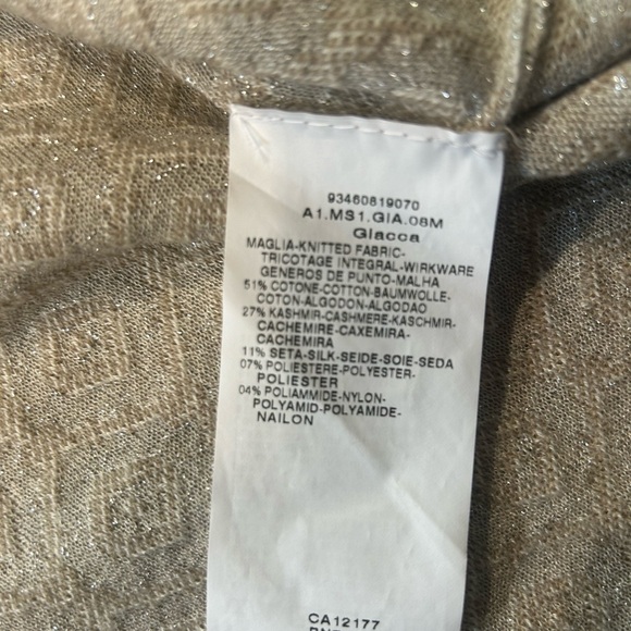 NWOT S’ MaxMara Gray & Tan Textured Cardigan w/Silver Sparkles Size Large - Picture 7 of 7